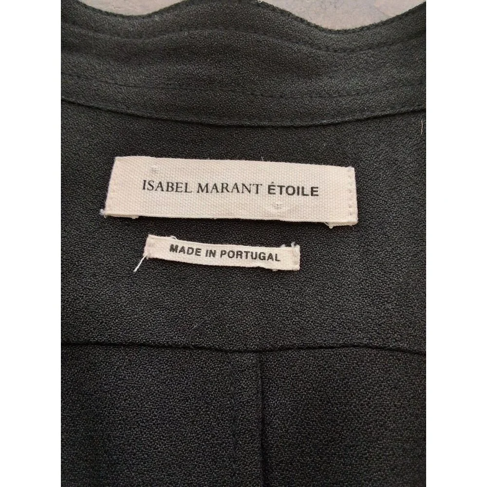 Isabel Marant Étoile Black Long Sleeve Midi‎ Crepe Dress Button V-Neck 36 (US 4)
